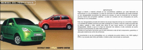 Portada del Manual de Usuario del Chevrolet Spark 1.0