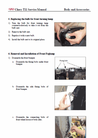 Replacing front lights Chery Tiggo