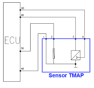 Diagrama eléctrico del Sensor TMAP:sensor de temperatura y presión de aire del múltiple de admisión