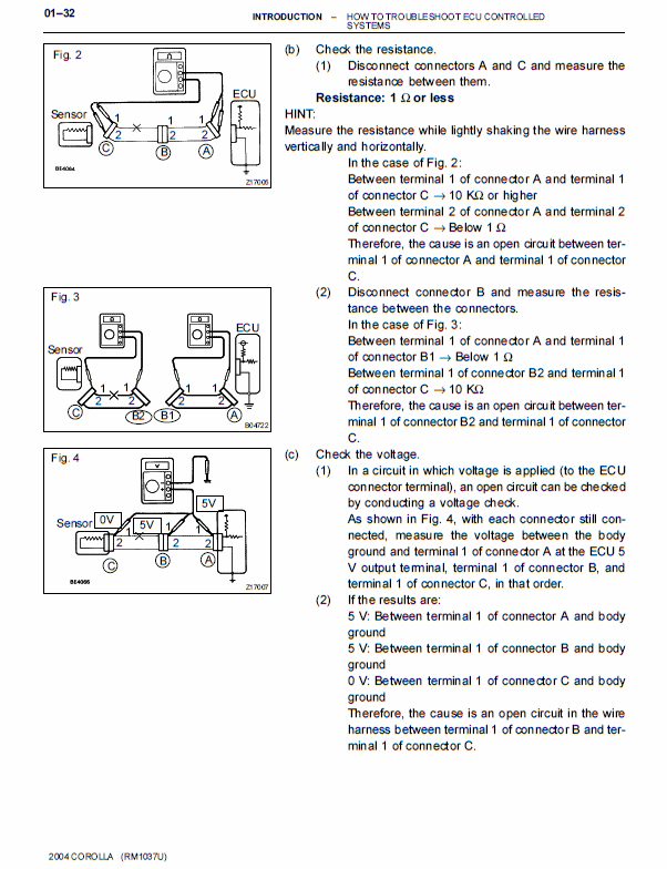 Procedimientos de inspección de circuitos eléctricos Toyota Corolla 3