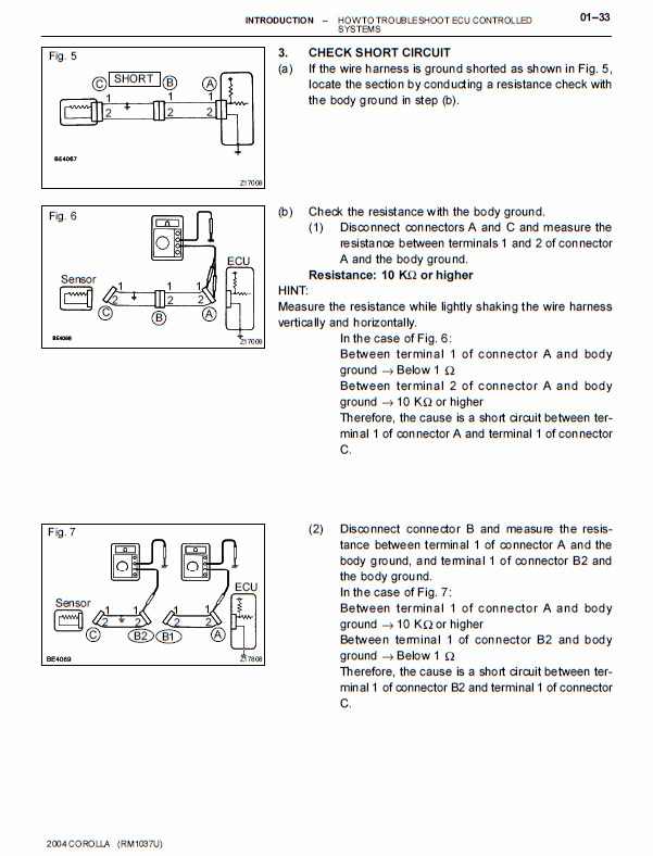 Procedimientos de inspección de circuitos eléctricos Toyota Corolla 4