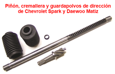 Piñón, cremallera y guardapolvos de dirección de Chevrolet Spark y Daewoo Matiz
