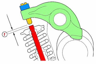 Detalle del ajuste de luz, separación ó gap de las válvulas del motor. perno y tuerca de ajuste.
