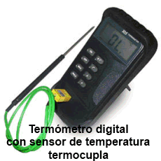 Termómetro digital con sensor de temperatura tipo termocupla
