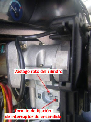 Vástago-eje del cilindro del interrupror de encendido